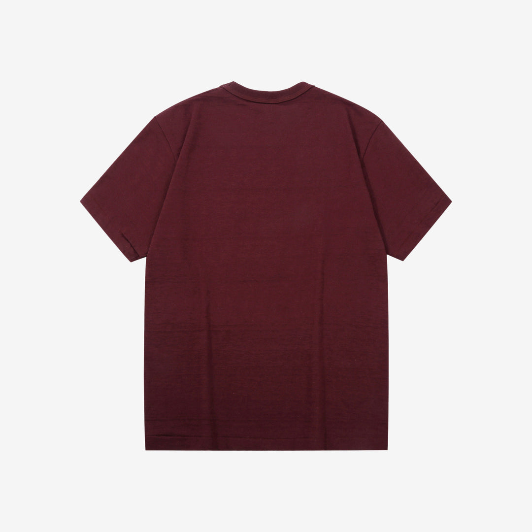 Warehouse Lot 4601 ROLLA shadow border slub yarn crew neck T-shirt knit made in Japan burgundy back view