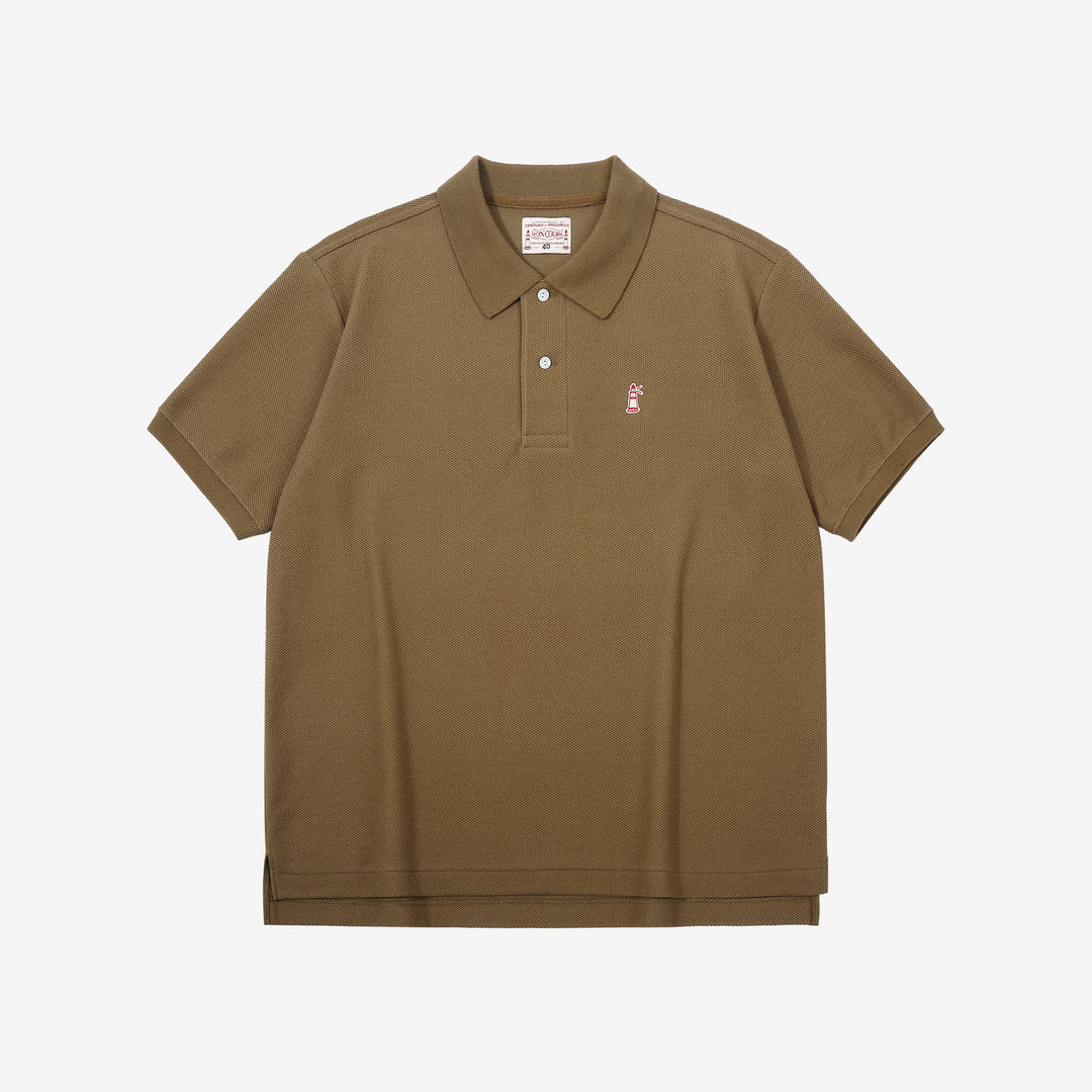 Boncoura Heavyweight Special Knit Polo Shirt made in Japan ボンクラポロシャツ Coyote Front