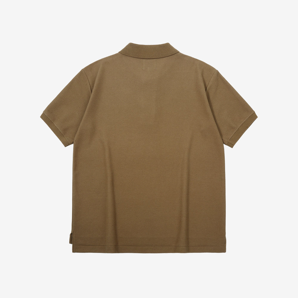 Boncoura Heavyweight Special Knit Polo Shirt Coyote Back Side