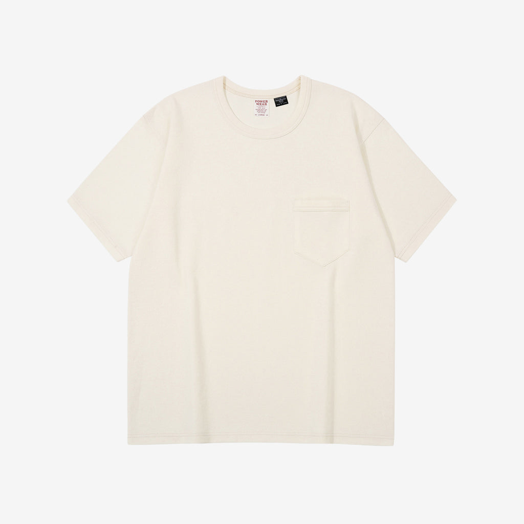 Freewheelers 2625009 Heavyweight Solid Pocket T-Shirt in Straw Cream – Front View