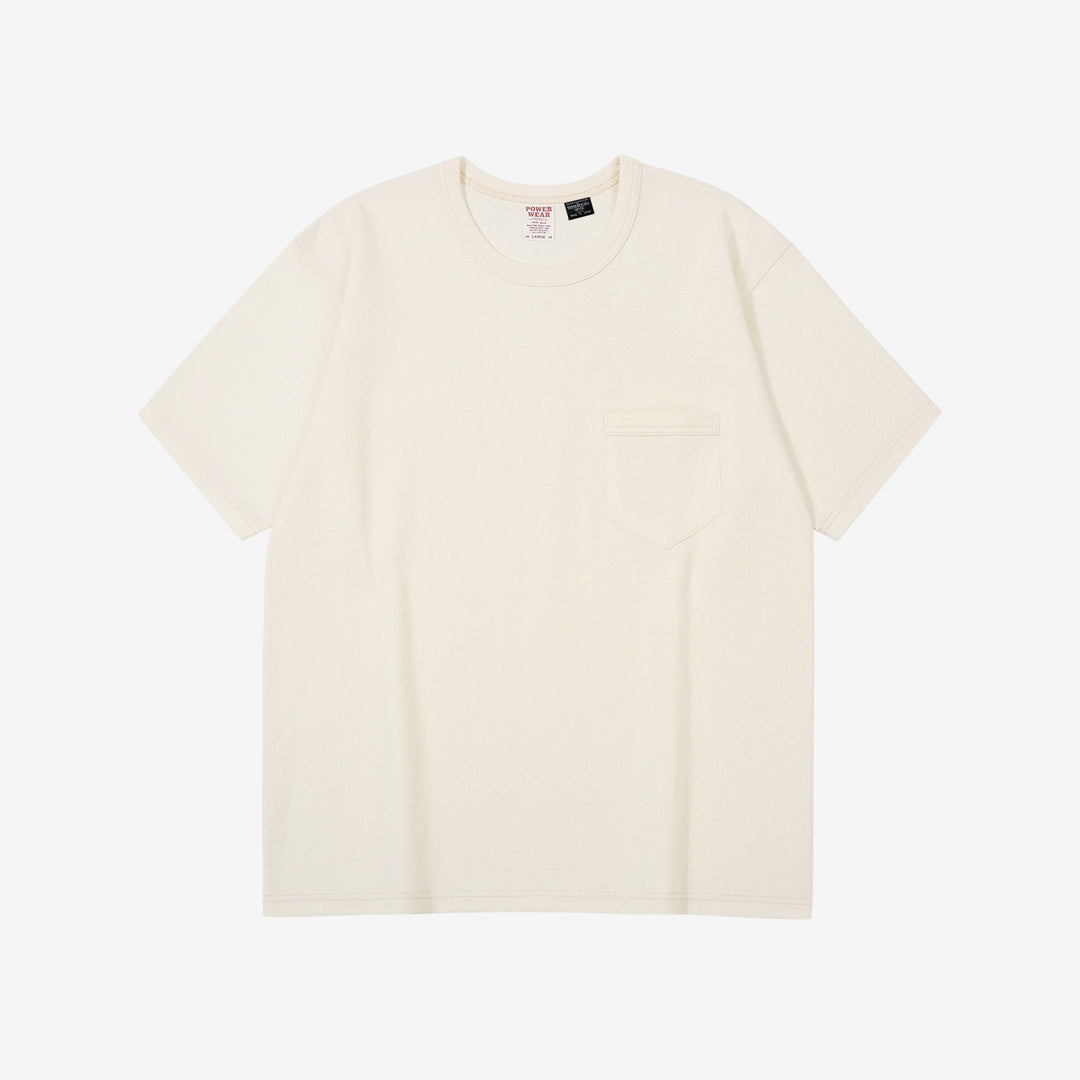 Freewheelers 2625009 Heavyweight Solid Pocket T-Shirt in Straw Cream – Front View