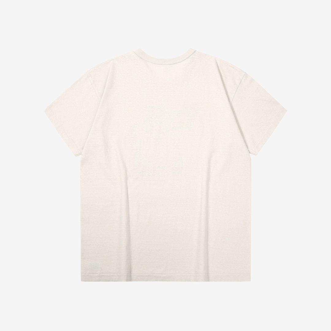 Warehouse 4064 2nd hand crocodile graphic T-shirt short sleeve vintage faded print made in Japan cotton cream back view