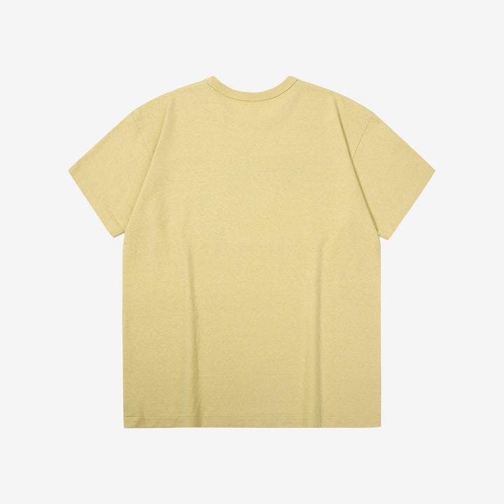 Warehouse 4064 2nd hand crocodile graphic T-shirt short sleeve vintage faded print made in Japan cotton cream yellow back view