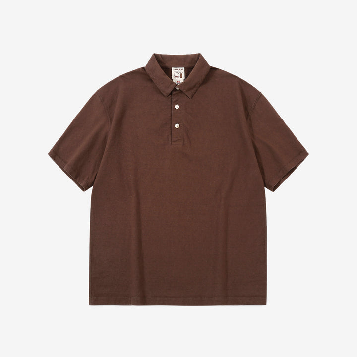 Samurai Jeans SJST-SC04 Samurai Cotton Polo Shirt Made in Japan Dark Kuri Front View