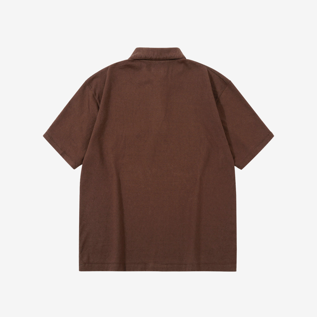 Samurai Jeans SJST-SC04 Samurai Cotton Polo Shirt Made in Japan Kuri Dark Back View 