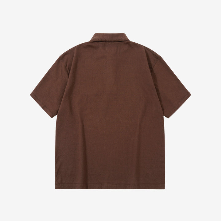 Samurai Jeans SJST-SC04 Samurai Cotton Polo Shirt Made in Japan Kuri Dark Back View 