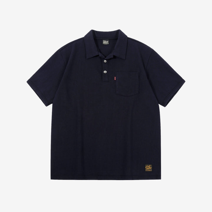 Deluxeware OCTS-00 12.5oz Loopwheeled Polo Shirt Made in Japan Dope Navy Front View