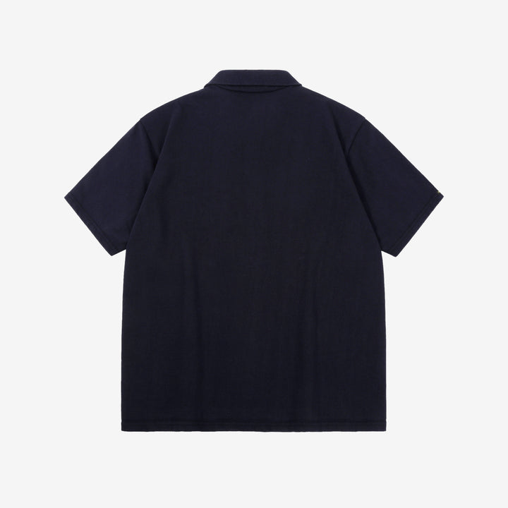Deluxeware OCTS-00 12.5oz Loopwheeled Polo Shirt Made in Japan Dope Navy Back View
