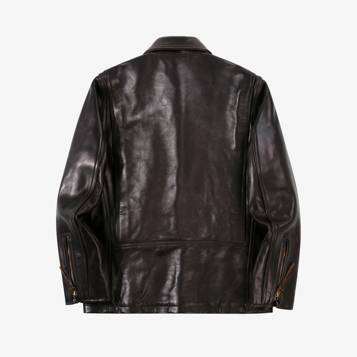 Deluxeware D-21B Single Riders Horsehide Leather Jacket - Tea-Core Black Back View