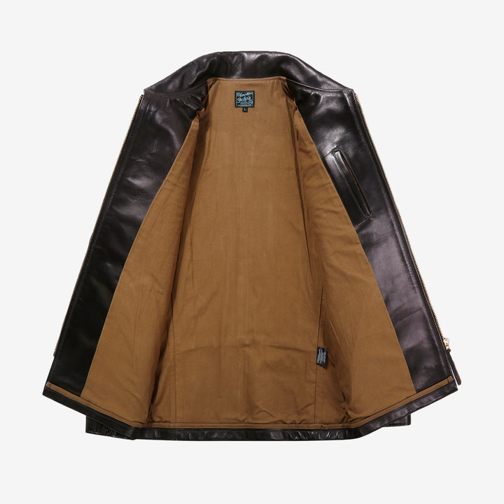 Deluxeware D-21B Single Riders Horsehide Leather Jacket - Tea-Core Black Interior and Cotton Lining