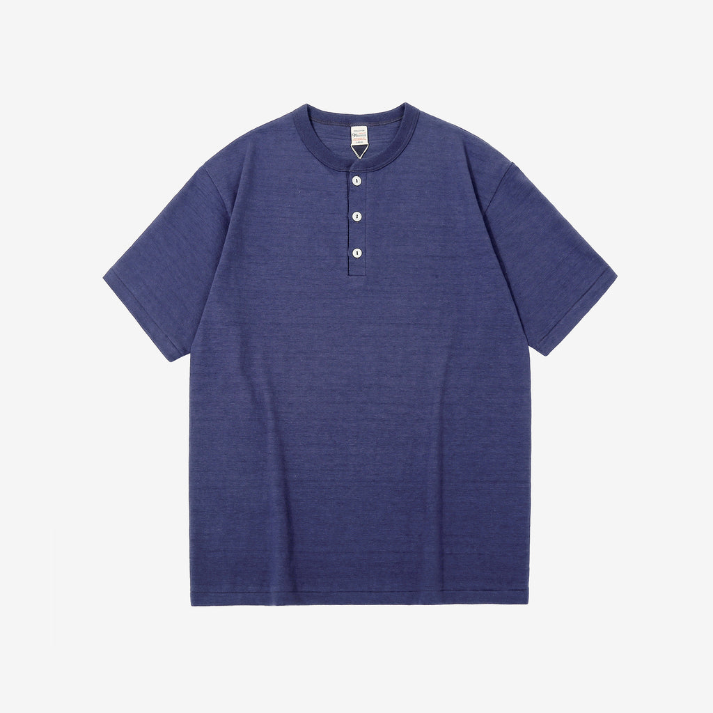 Warehouse Lot 4601 Shadow Border Slub Yarn Henley T-Shirt Made in Japan Eggplant Front View