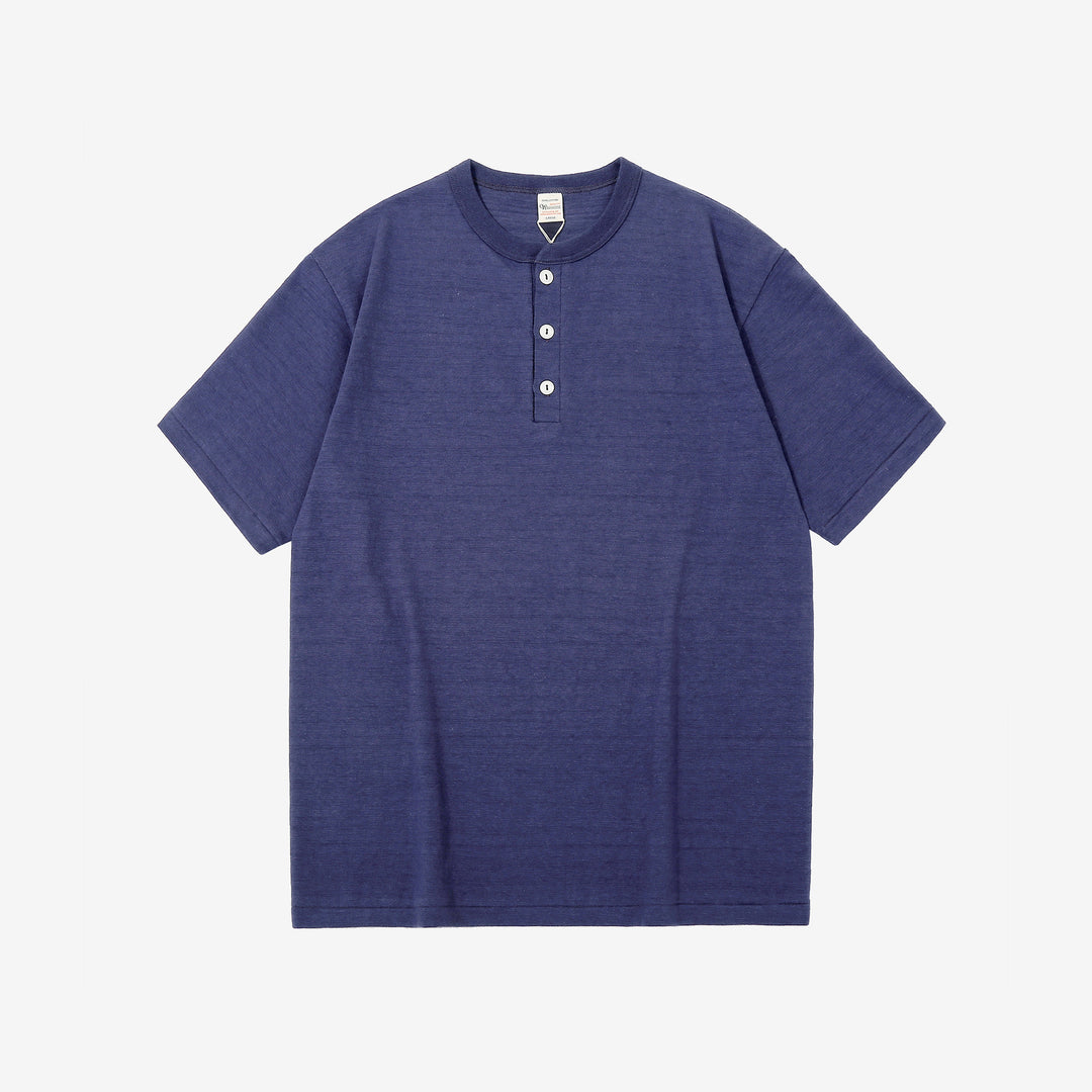 Warehouse Lot 4601 Shadow Border Slub Yarn Henley T-Shirt Made in Japan Eggplant Front View