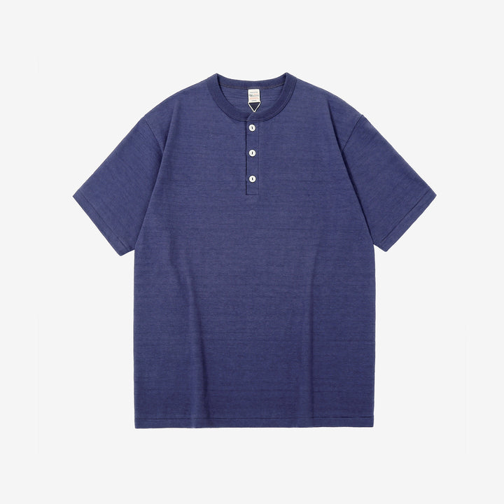Warehouse Lot 4601 Shadow Border Slub Yarn Henley T-Shirt Made in Japan Eggplant Front View