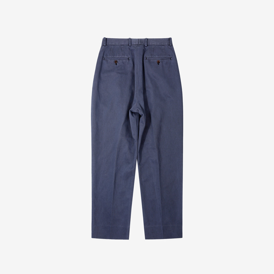NEAT 26-01NC fade navy wide tapered chinos Japanese trousers back