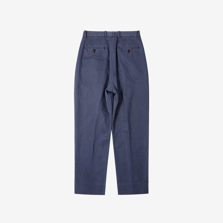 NEAT 26-01NC fade navy wide tapered chinos Japanese trousers back