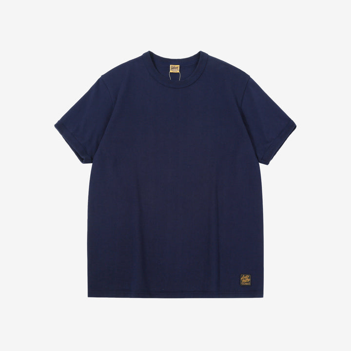 Deluxeware BSP-MNT01 10.5oz loopwheeled T-shirt with 5-needle binder neck, Mention Exclusive, made in Japan blue front view