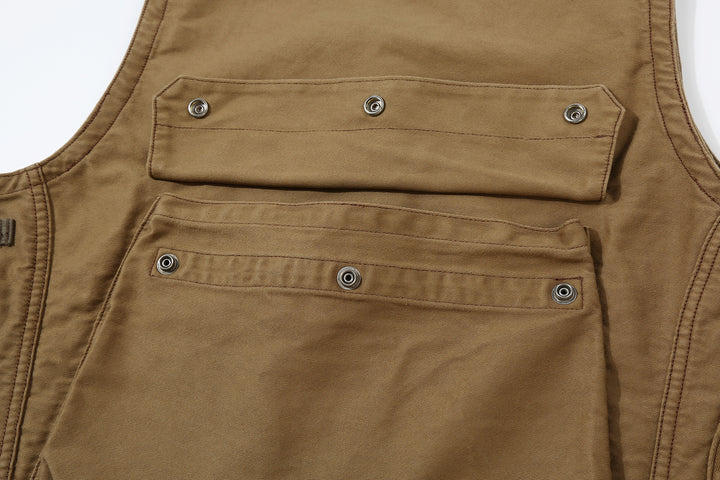 Freewheelers 2421004 Speed Engineer Moleskin Sleeveless Coat – Open Rear Pocket and Snap Buttons