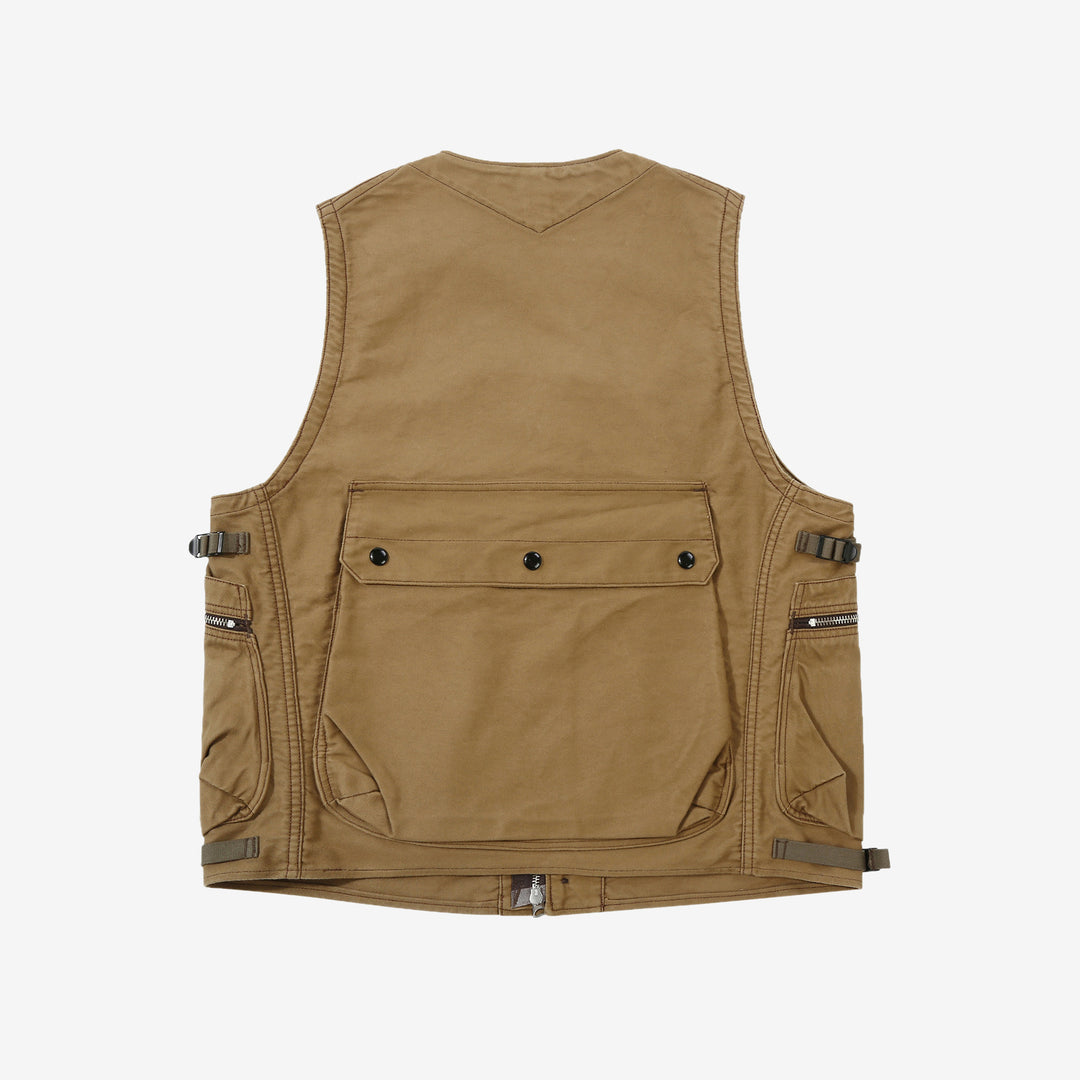 Freewheelers 2421004 Speed Engineer Moleskin Sleeveless Coat in Camel – Back View