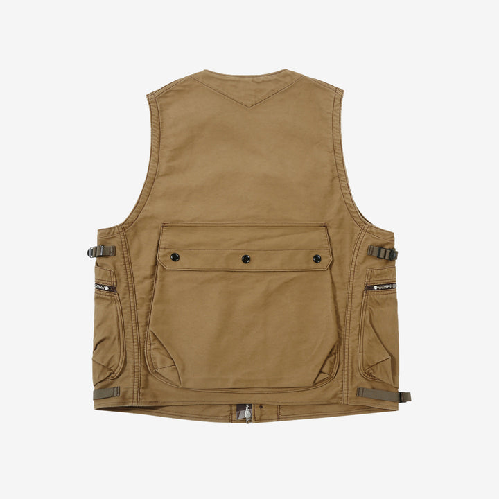 Freewheelers 2421004 Speed Engineer Moleskin Sleeveless Coat in Camel – Back View
