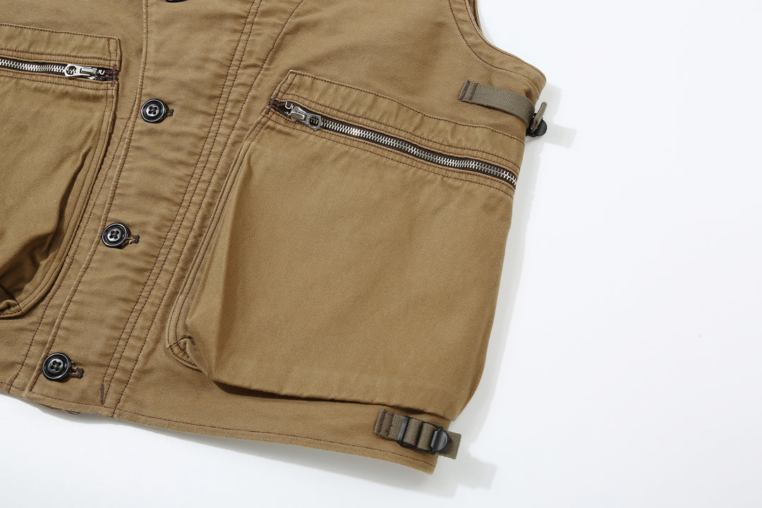 Freewheelers 2421004 Speed Engineer Moleskin Sleeveless Coat – Gusseted Zip Pocket and Adjustment Straps