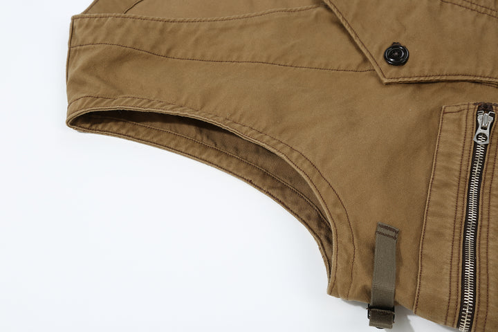 Freewheelers 2421004 Speed Engineer Moleskin Sleeveless Coat – Wide Armhole and Side Adjustment Strap