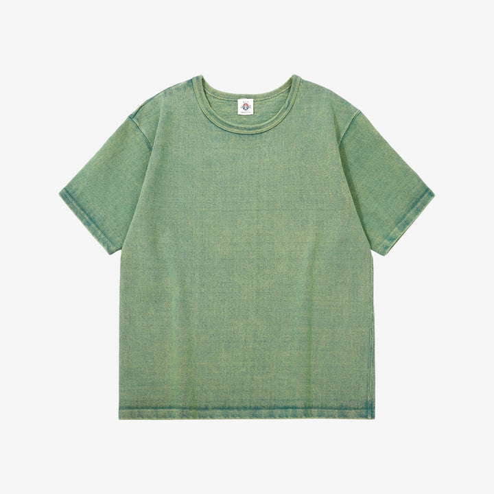 Samurai Jeans SJST-TW01 extra heavyweight T-shirt made in Japan crew neck green front view