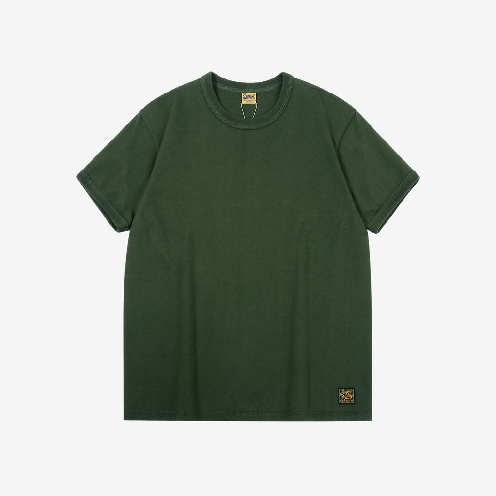 Deluxeware BSP-MNT01 10.5oz loopwheeled T-shirt with 5-needle binder neck, Mention Exclusive, made in Japan green front