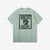 Warehouse Lot 4096 88/12 cotton rayon graphic T-shirt short sleeve crew neck made in Japan heather fabric green front view