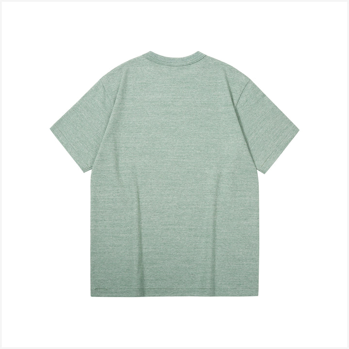 Warehouse Lot 4096 88/12 cotton rayon graphic T-shirt short sleeve crew neck made in Japan heather fabric green back view