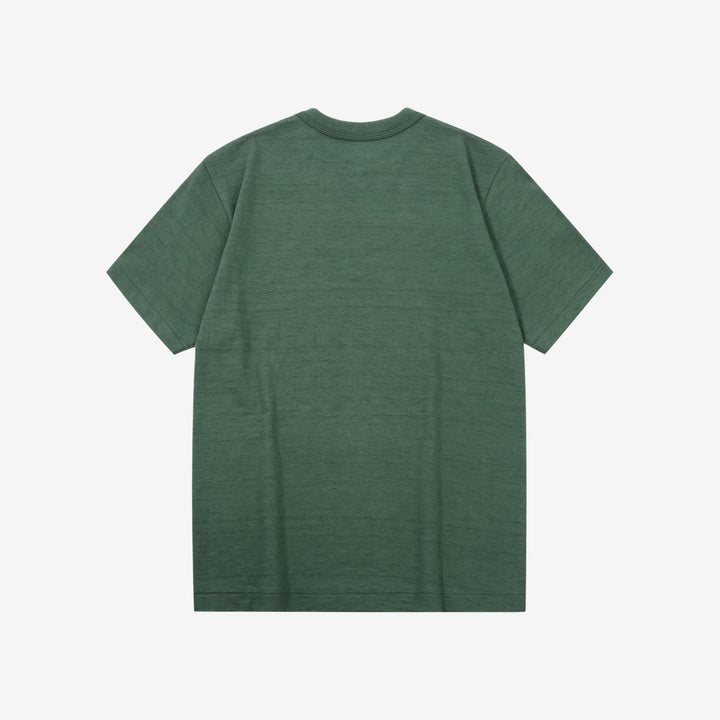 Warehouse Lot 4601 short sleeve shadow border slub yarn crew neck T-shirt made in Japan green back view