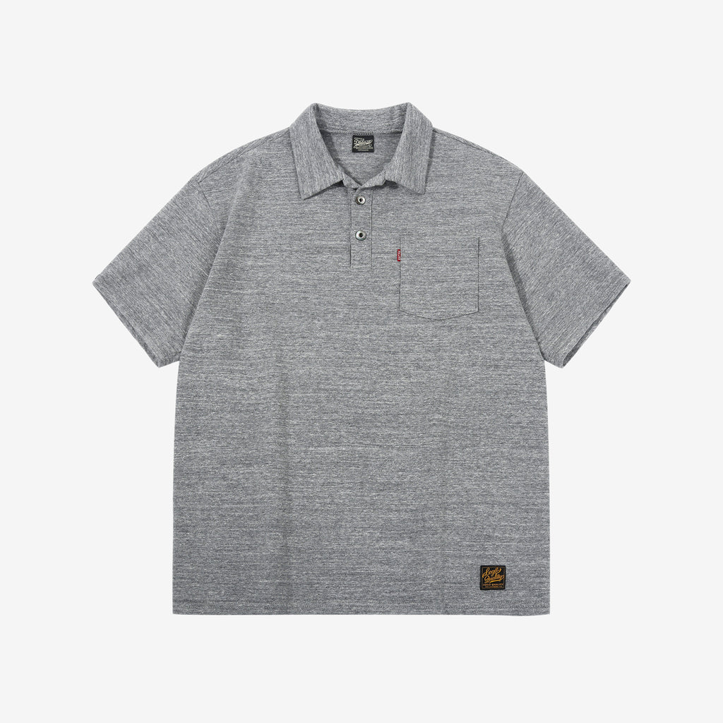 Deluxeware OCTS-00 12.5oz Loopwheeled Polo Shirt Made in Japan Heather Grey Front View