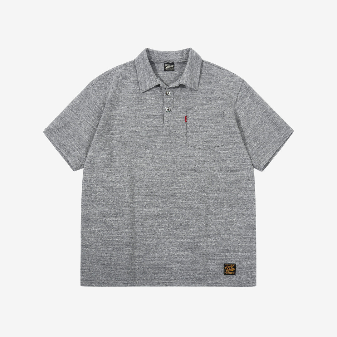 Deluxeware OCTS-00 12.5oz Loopwheeled Polo Shirt Made in Japan Heather Grey Front View