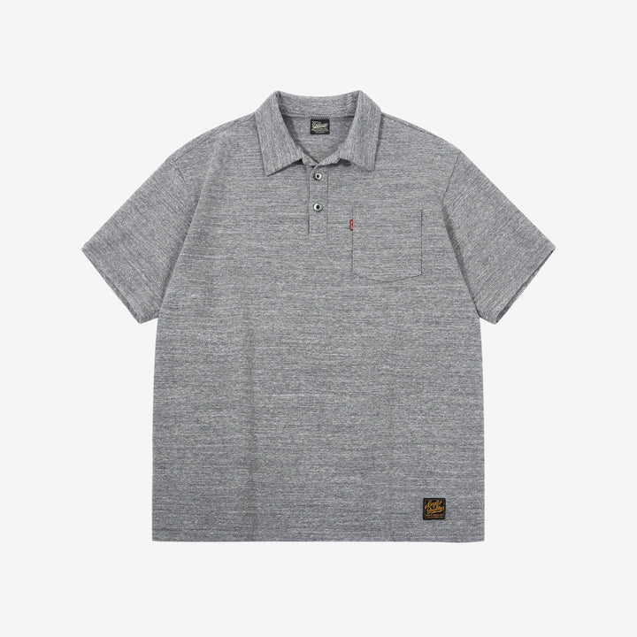 Deluxeware OCTS-00 12.5oz Loopwheeled Polo Shirt Made in Japan Heather Grey Front View