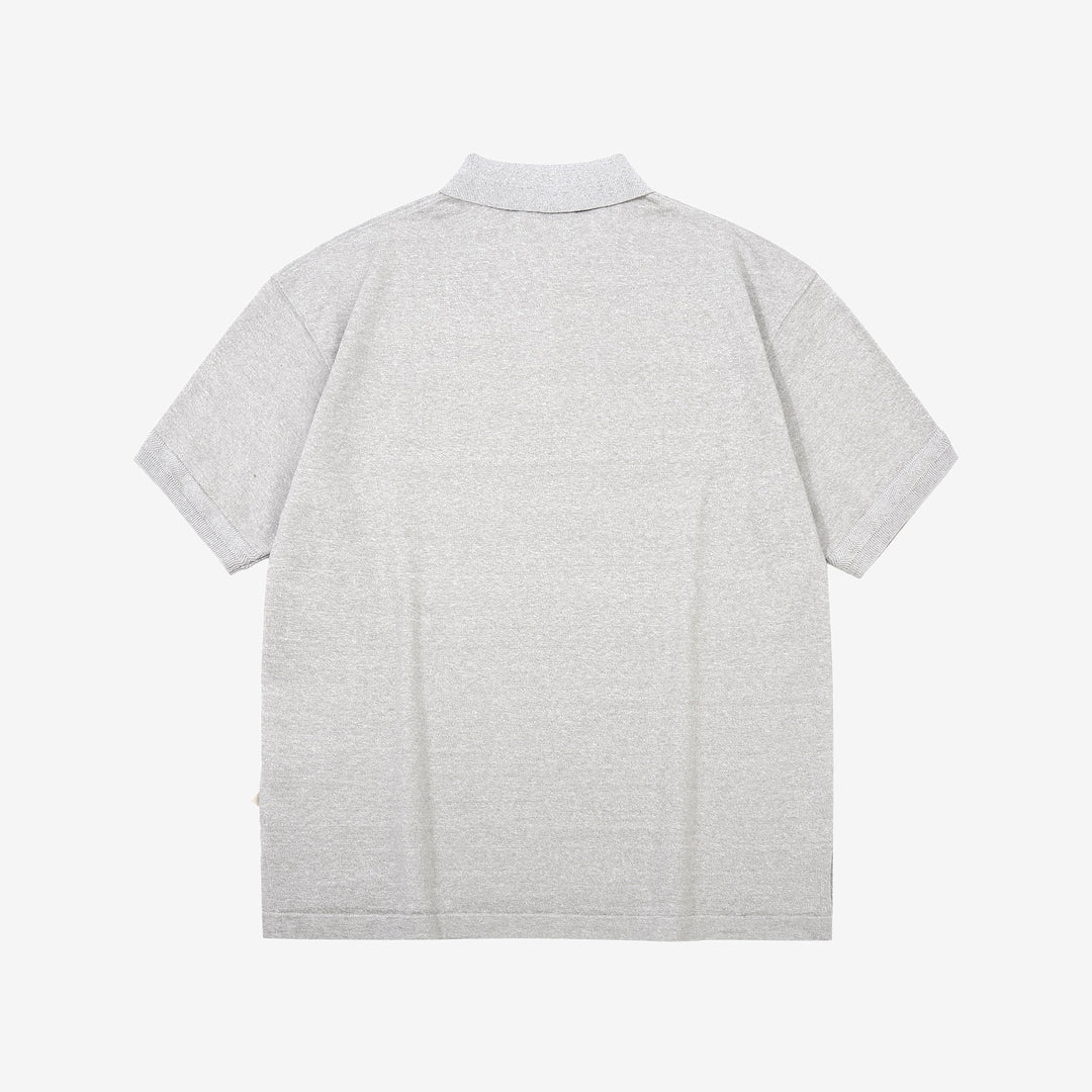 Un-Useless 170218 Plating Knit Linen Polo Shirt Made in Japan Grey Back