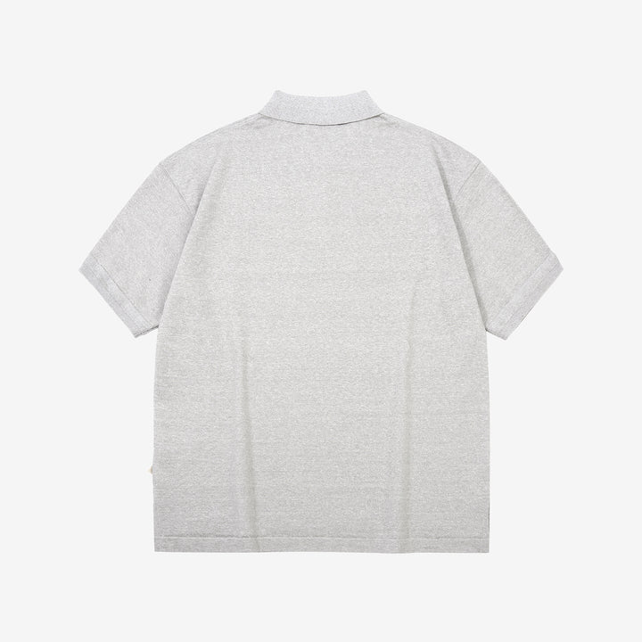 Un-Useless 170218 Plating Knit Linen Polo Shirt Made in Japan Grey Back