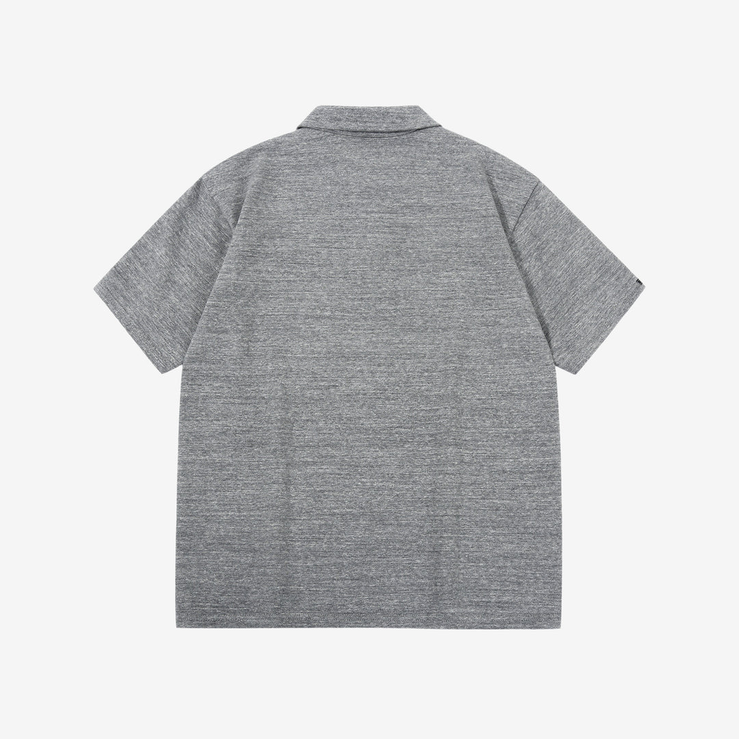 Deluxeware OCTS-00 12.5oz Loopwheeled Polo Shirt Made in Japan Heather Grey Back View