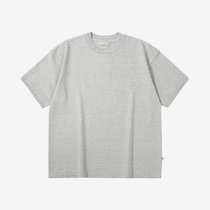 Un-Useless 170204 linen KNITEE short sleeve crew neck knit T-shirt made in Japan grey front view
