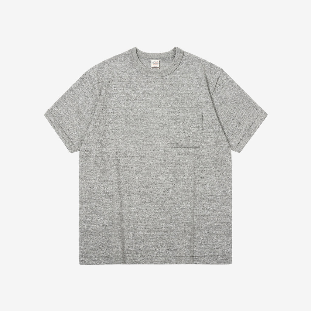 Warehouse Lot 4601 Shadow Border Slub Yarn Pocket T-Shirt Grey Made in Japan Front View Grey