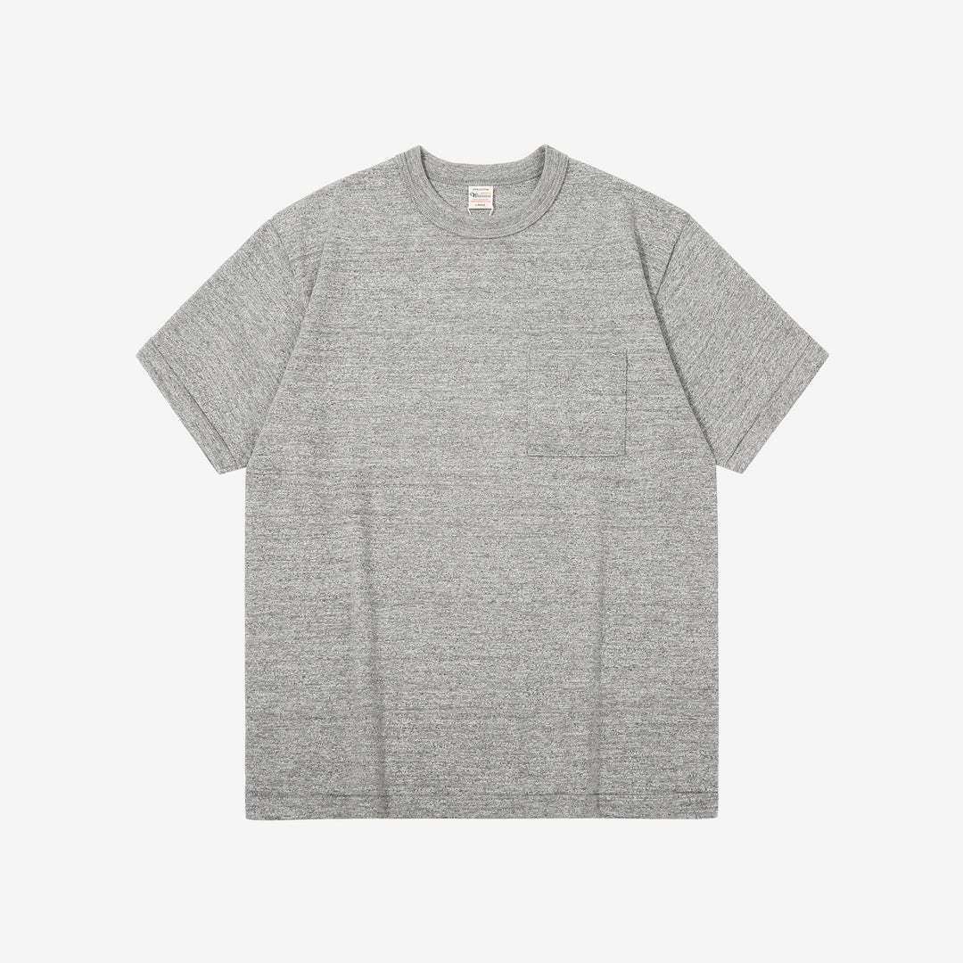 Warehouse Lot 4601 Shadow Border Slub Yarn Pocket T-Shirt Grey Made in Japan Front View Grey