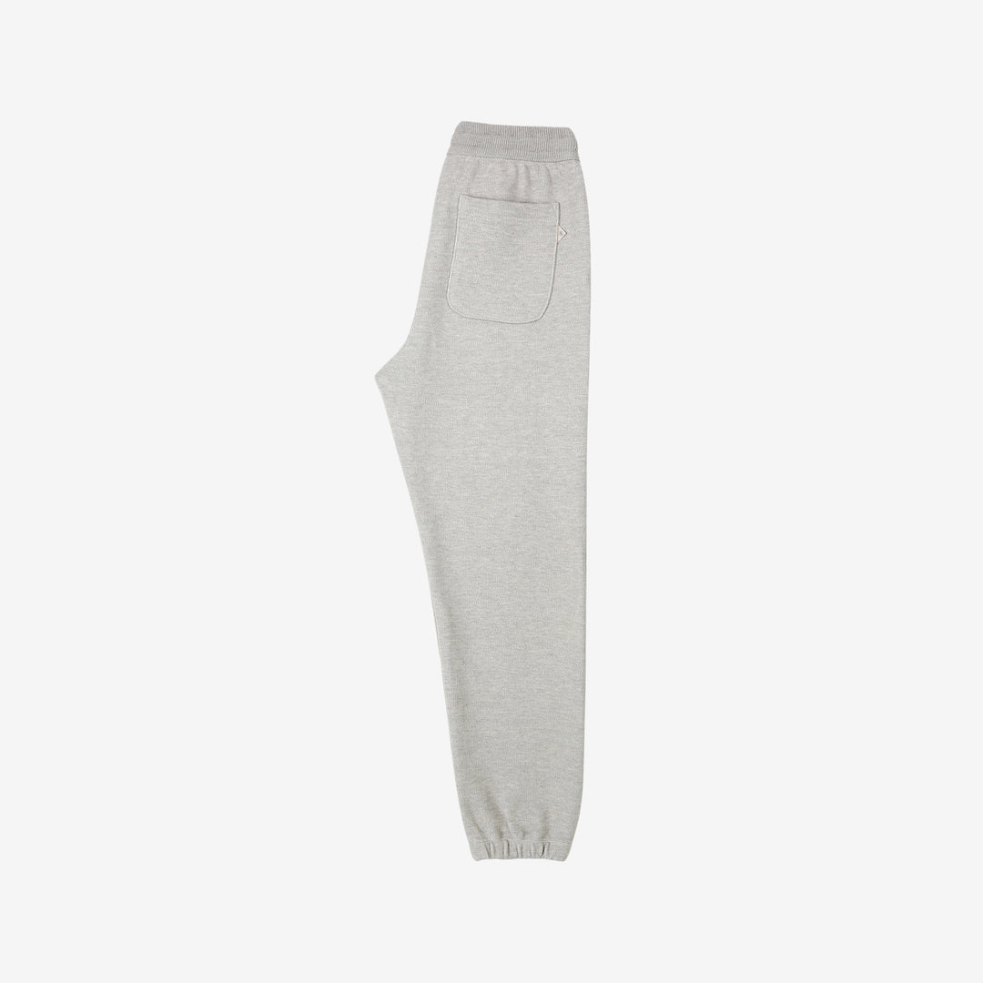 Un-Useless 170414 SWKNIT inlay knit sweatpants made in Japan tapered silhouette grey full view