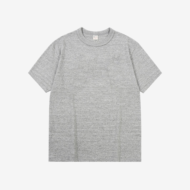 Warehouse Lot 4601 shadow border slub yarn crew neck T-shirt made in Japan grey front view