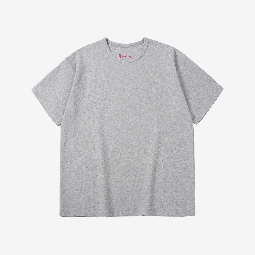 Boncoura reverse-face loopwheel heather grey T-shirt front view