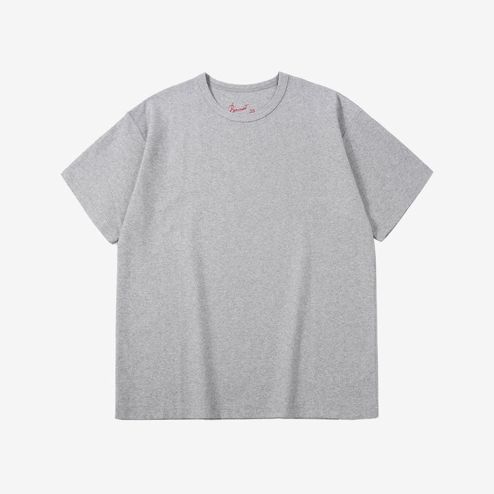 Boncoura reverse-face loopwheel heather grey T-shirt front view