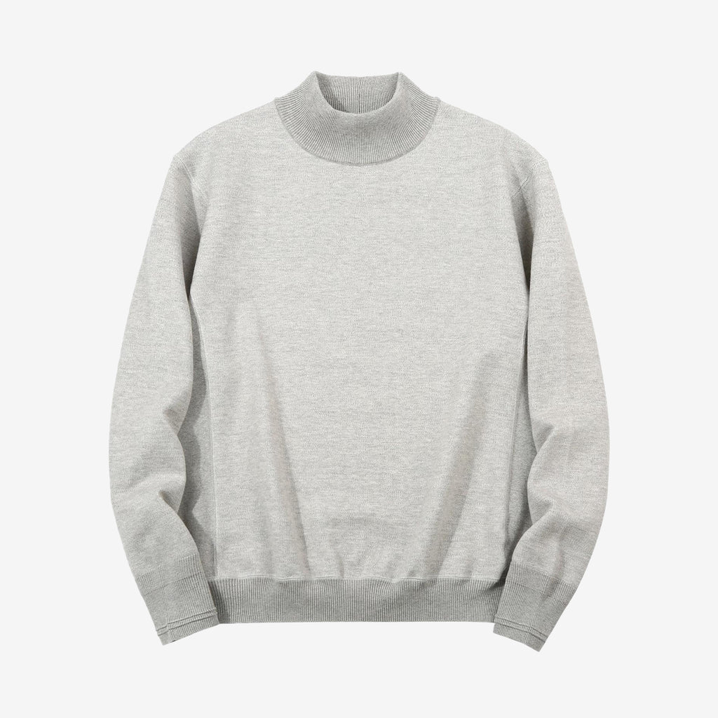 Un-Useless 170402 inlay knit mock neck sweatshirt made in Japan cotton knit grey front view