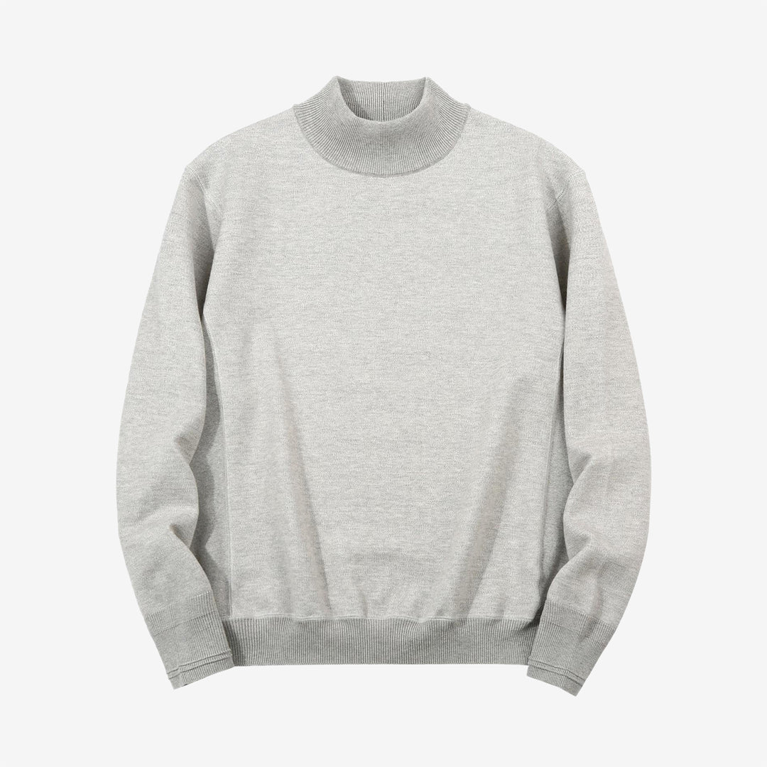 Un-Useless 170402 inlay knit mock neck sweatshirt made in Japan cotton knit grey front view