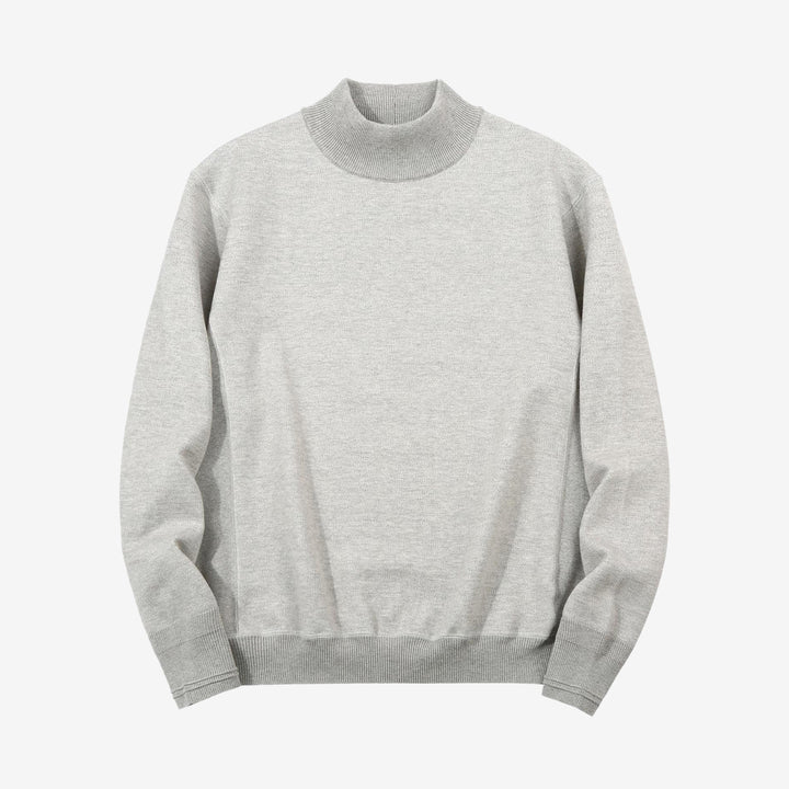 Un-Useless 170402 inlay knit mock neck sweatshirt made in Japan cotton knit grey front view