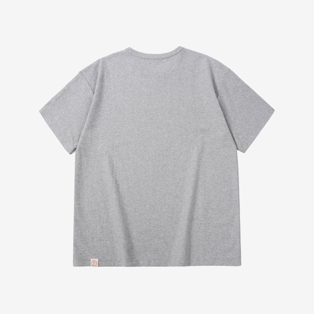 Boncoura reverse-face loopwheel heather grey T-shirt back view
