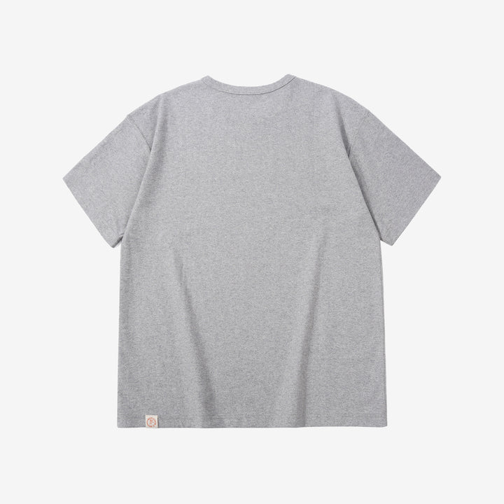 Boncoura reverse-face loopwheel heather grey T-shirt back view