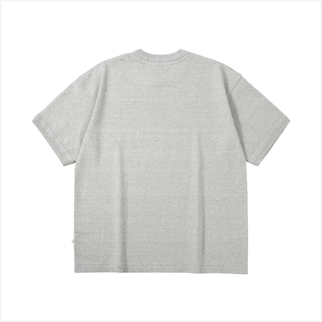 Un-Useless 170204 linen KNITEE short sleeve crew neck knit T-shirt made in Japan grey back view
