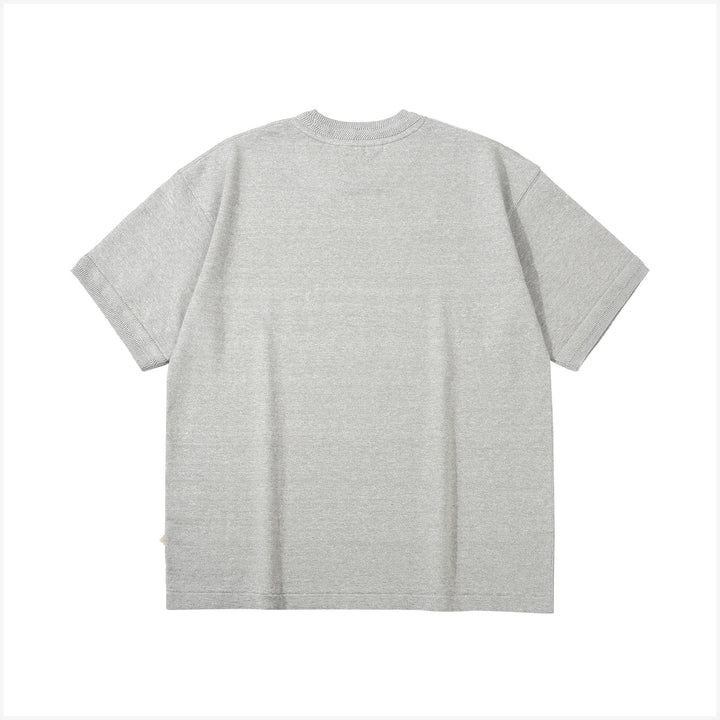 Un-Useless 170204 linen KNITEE short sleeve crew neck knit T-shirt made in Japan grey back view
